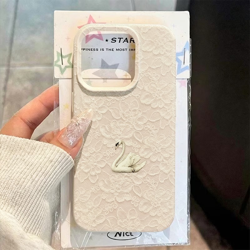 Apple Iphone 15 Pro Max - 레이스 스완 패턴 리치 텍스처 폰
