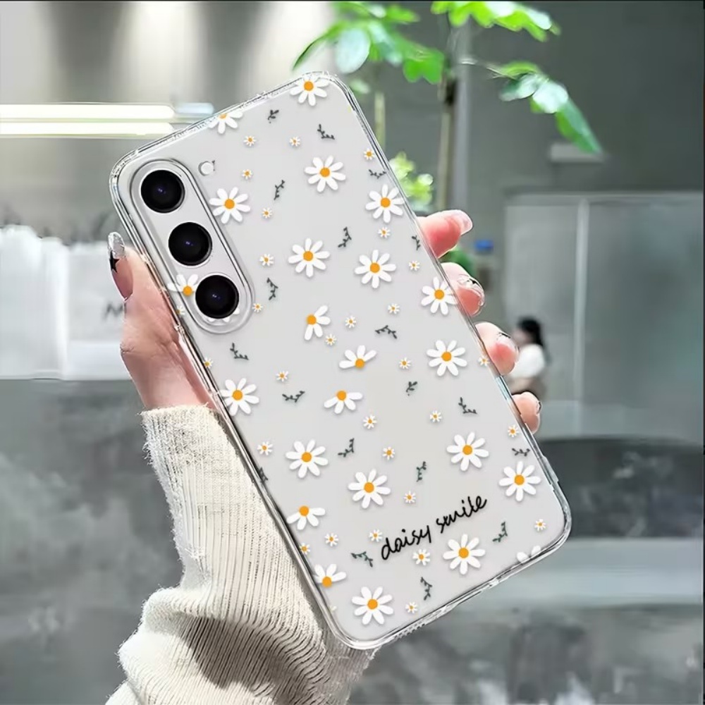 Samsung Galaxy A55 - 노란색 흰색 데이지 꽃무늬 삼성 갤럭시