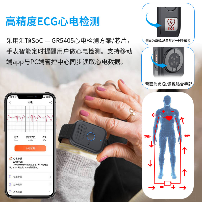 노인용 5G 카드 위치추적 시계 ECG 심전도 측정 + - Fall Detection Watch 리뷰 및 가격