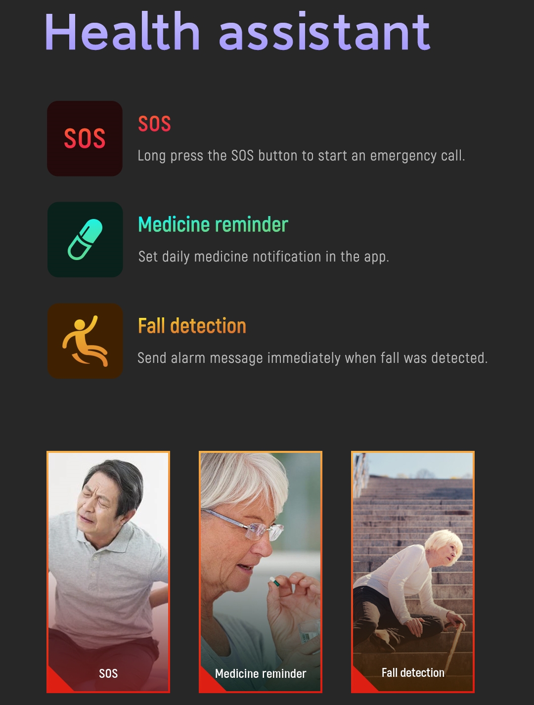 노인 어린이용 낙상 감지 스마트워치, 노인용 GPS 시 - Fall Detection Watch 리뷰 및 가격